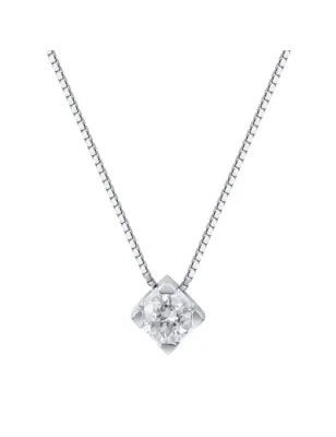 Collana Punto Luce oro bianco Diamante 0.22 Ct Donna Demetra