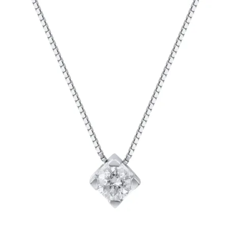 Collana Punto Luce oro bianco Diamante 0.22 Ct Donna Demetra