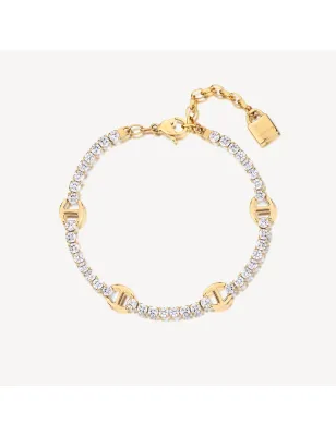 Bracciale tennis dorato con Lucchetto pendente Donna Brosway