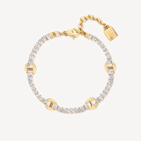 Bracciale tennis dorato con Lucchetto pendente Donna Brosway