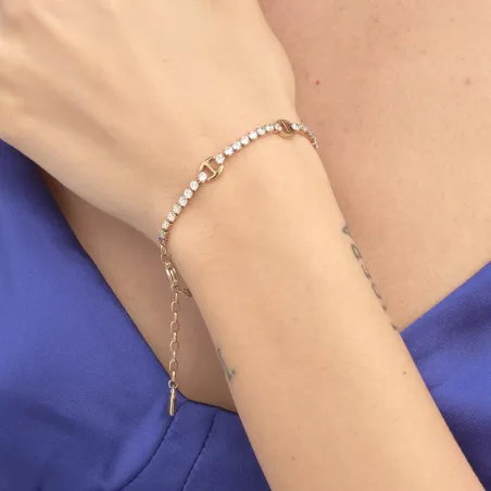 Bracciale tennis dorato con Lucchetto pendente Donna Brosway