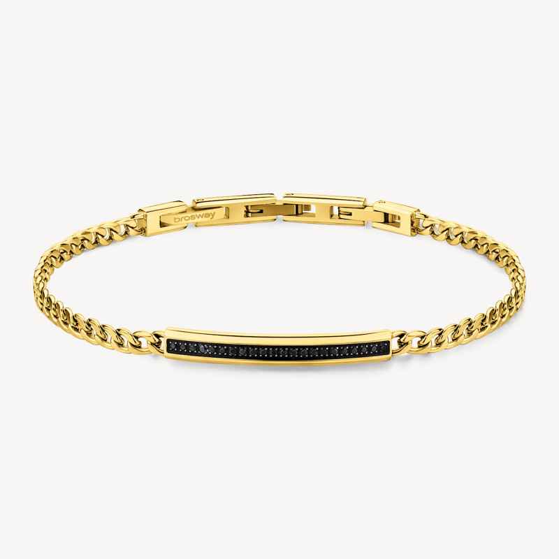 Bracciale dorato Ink con zirconi neri Uomo Brosway Ink
