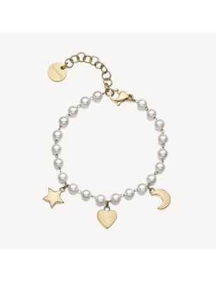 Bracciale Chant dorato con pendenti e perle Donna Brosway
