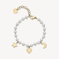 Bracciale Chant dorato con pendenti e perle Donna Brosway