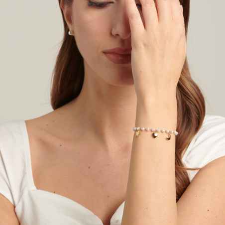 Bracciale Chant dorato con pendenti e perle Donna Brosway