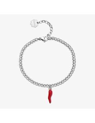 Bracciale Portafortuna con Cornetto rosso Donna Brosway