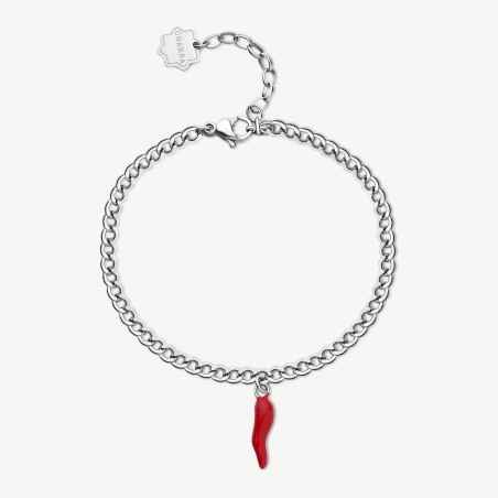 Bracciale Portafortuna con Cornetto rosso Donna Brosway