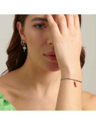 Bracciale Portafortuna con Cornetto rosso Donna Brosway