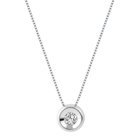 Collana in oro bianco punto luce Diamante 0.06 Ct Donna Demetra