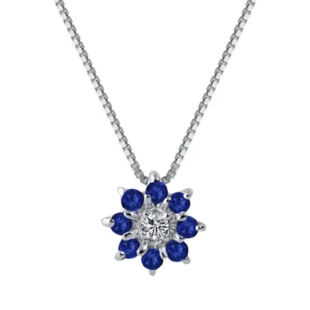 Collana oro bianco Zaffiri e Diamanti Donna Demetra