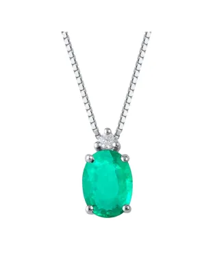 Collana oro bianco Smeraldo e Diamante Donna Demetra