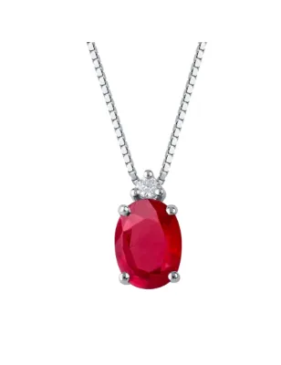Collana oro bianco Rubino e Diamante Donna Demetra
