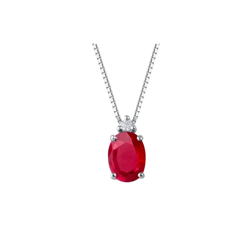 Collana oro bianco Rubino e Diamante Donna Demetra