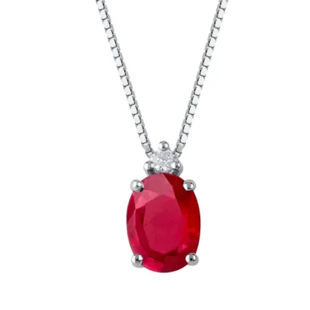 Collana oro bianco Rubino e Diamante Donna Demetra