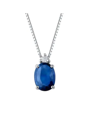 Collana oro bianco Zaffiro e Diamante Donna Demetra