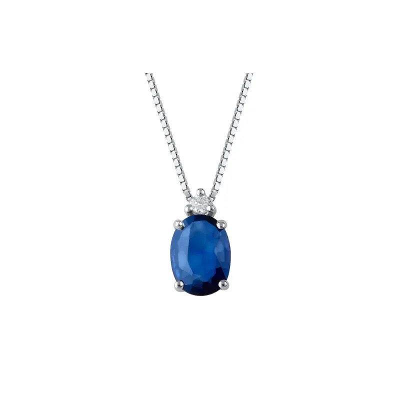 Collana oro bianco Zaffiro e Diamante Donna Demetra Collana oro bianco Zaffiro e Diamante Donna Demetra