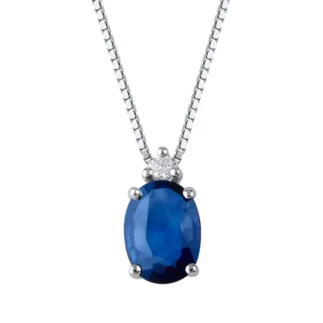 Collana oro bianco Zaffiro e Diamante Donna Demetra