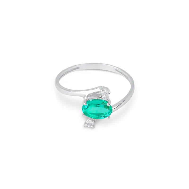 Anello in oro bianco Smeraldo e Diamanti Donna Demetra