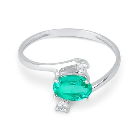 Anello in oro bianco Smeraldo e Diamanti Donna Demetra