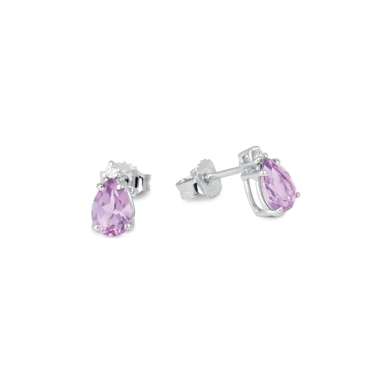 Orecchini oro bianco Ametista e Diamante Donna Demetra Orecchini oro bianco Ametista e Diamante Donna Demetra