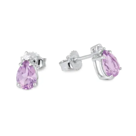Orecchini oro bianco Ametista e Diamante Donna Demetra
