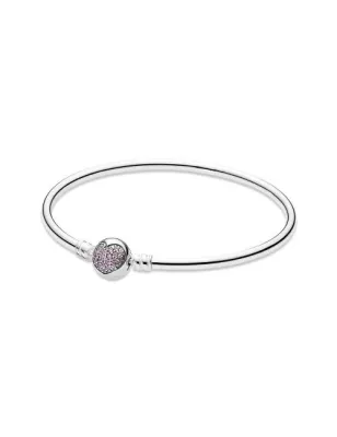 Bracciale rigido chiusura a Cuore e zirconi lilla Donna Pandora