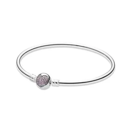 Bracciale rigido chiusura a Cuore e zirconi lilla Donna Pandora