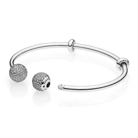 Bracciale rigido aperto con pavé di zirconi Donna Pandora