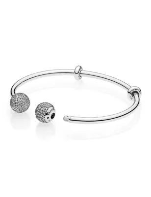 Bracciale rigido aperto con pavé di zirconi Donna Pandora