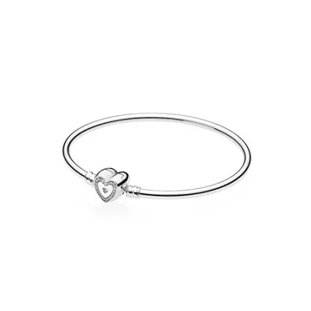 Bracciale rigido chiusura a Cuore e zirconi bianchi Donna Pandora
