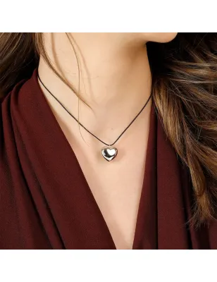 Collana Mio Cuore con cordino nero Donna Amen