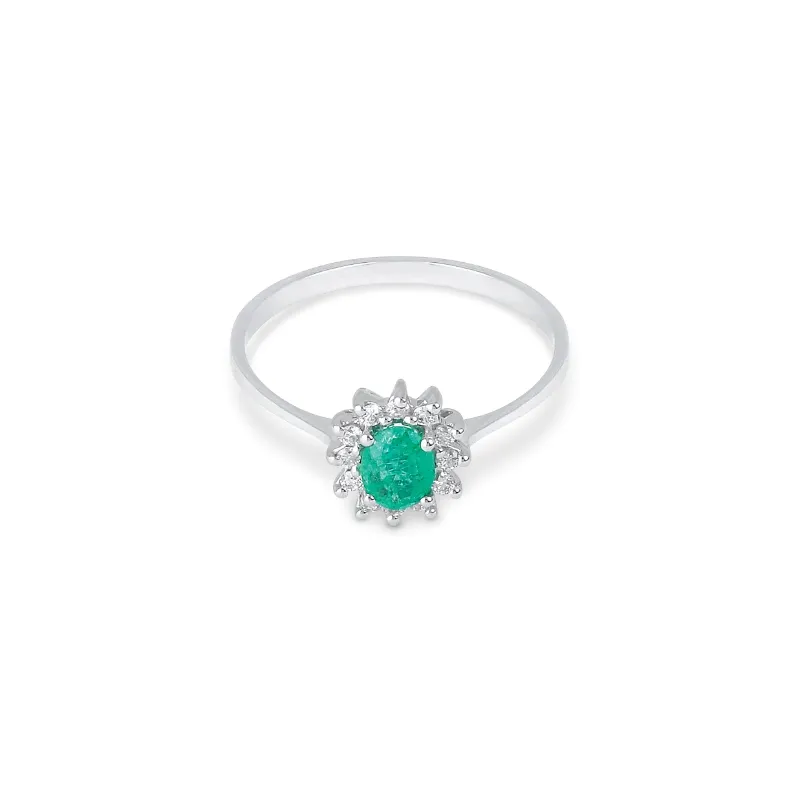 Anello oro bianco Smeraldo e Diamanti Donna Demetra Anello oro bianco Smeraldo e Diamanti Donna Demetra