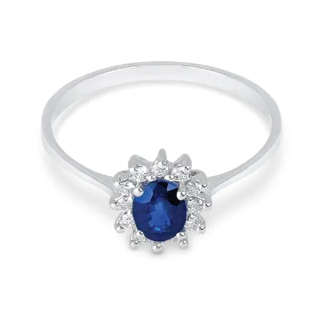 Anello oro bianco Zaffiro e Diamanti Donna Demetra