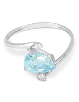 Anello oro bianco Acquamarina Diamanti Donna Demetra