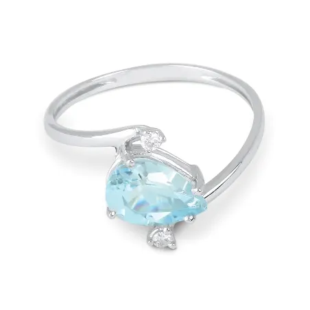 Anello oro bianco Acquamarina Diamanti Donna Demetra