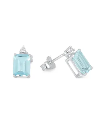 Orecchini oro bianco Acquamarina Diamanti Donna Demetra