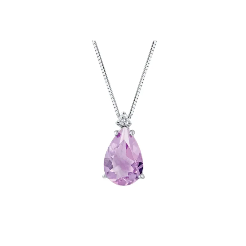 Collana in oro Ametista a goccia e Diamante Donna Demetra