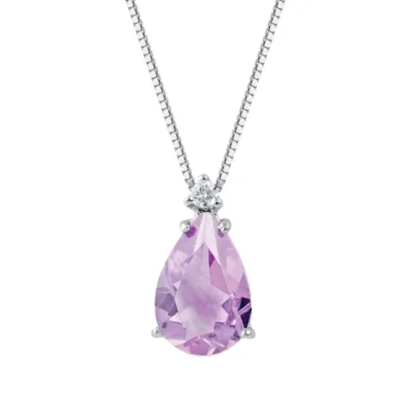 Collana in oro Ametista a goccia e Diamante Donna Demetra