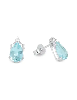 Orecchini oro bianco Acquamarina Diamante Donna Demetra