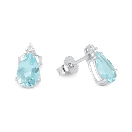 Orecchini oro bianco Acquamarina Diamante Donna Demetra