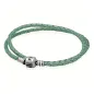 Bracciale doppio in pelle Shiny Light Green Donna Pandora Moments
