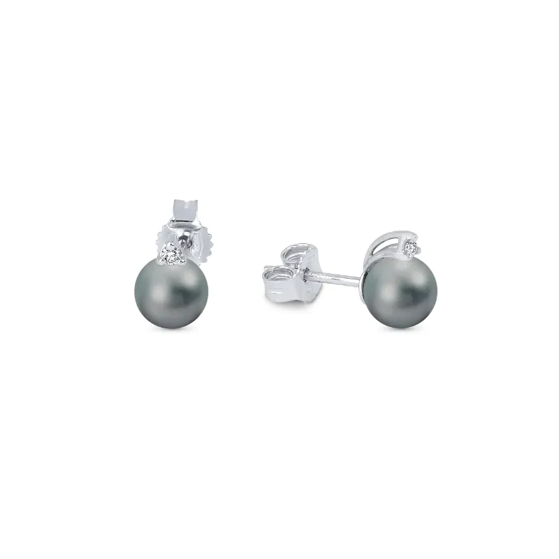 Orecchini oro bianco perla grigia 6-6.5mm Donna Demetra