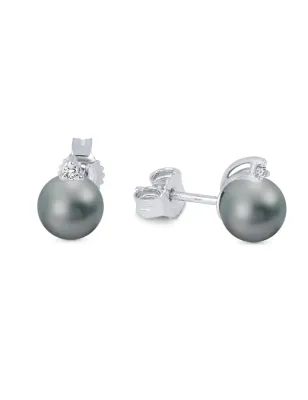 Orecchini oro bianco perla grigia 7-7.5mm Donna Demetra