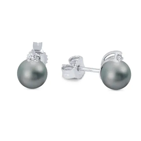 Orecchini oro bianco perla grigia 7-7.5mm Donna Demetra