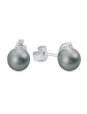 Orecchini oro bianco perle grigie 8-8.5 mm Donna Demetra