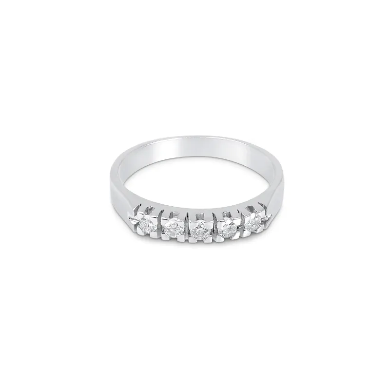 Anello in oro bianco con 5 Diamanti Donna Demetra