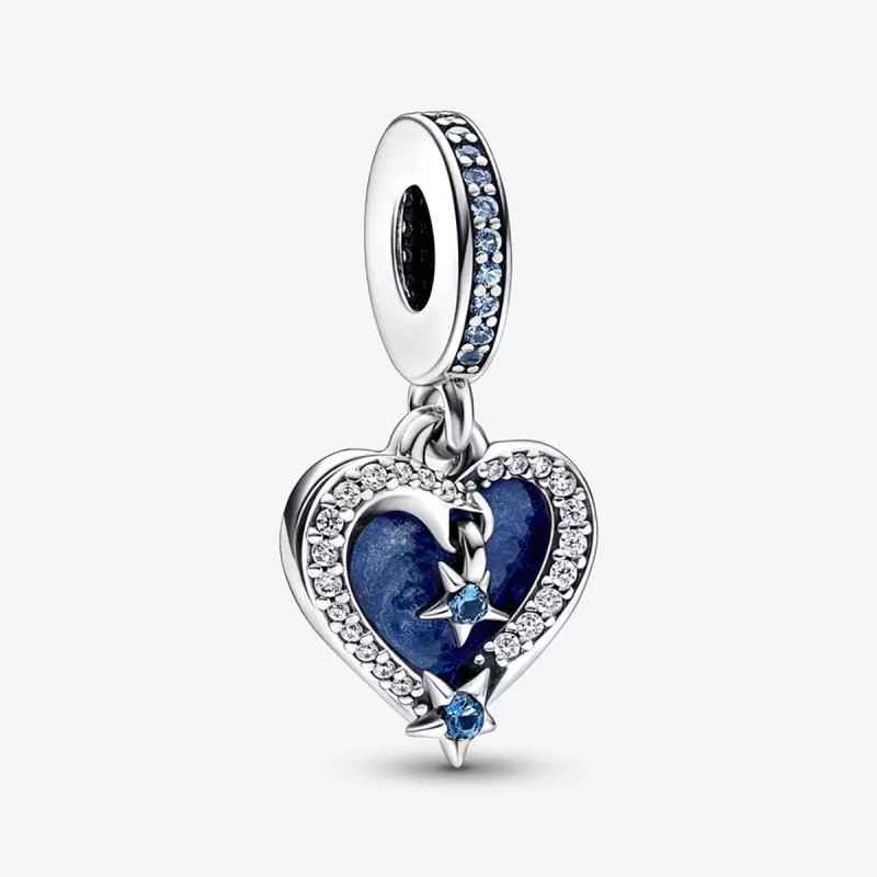 CHARM PENDENTE CUORE E STELLE BLU PANDORA MOMENTS CHARM PENDENTE CUORE E STELLE BLU PANDORA MOMENTS