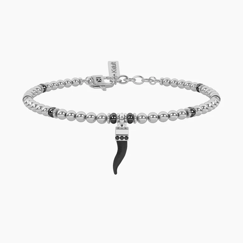 Bracciale sfere cornetto portafortuna Protezione Uomo Kidult Bracciale sfere cornetto portafortuna Protezione Uomo Kidult