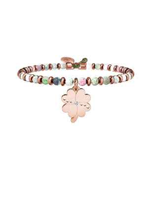 BRACCIALE SFERE AGATA E CIONDOLO QUADRIFOGLIO KIDULT