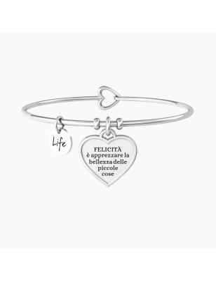 BRACCIALE RIGIDO CIONDOLO CUORE FELICITA' DONNA KIDULT 